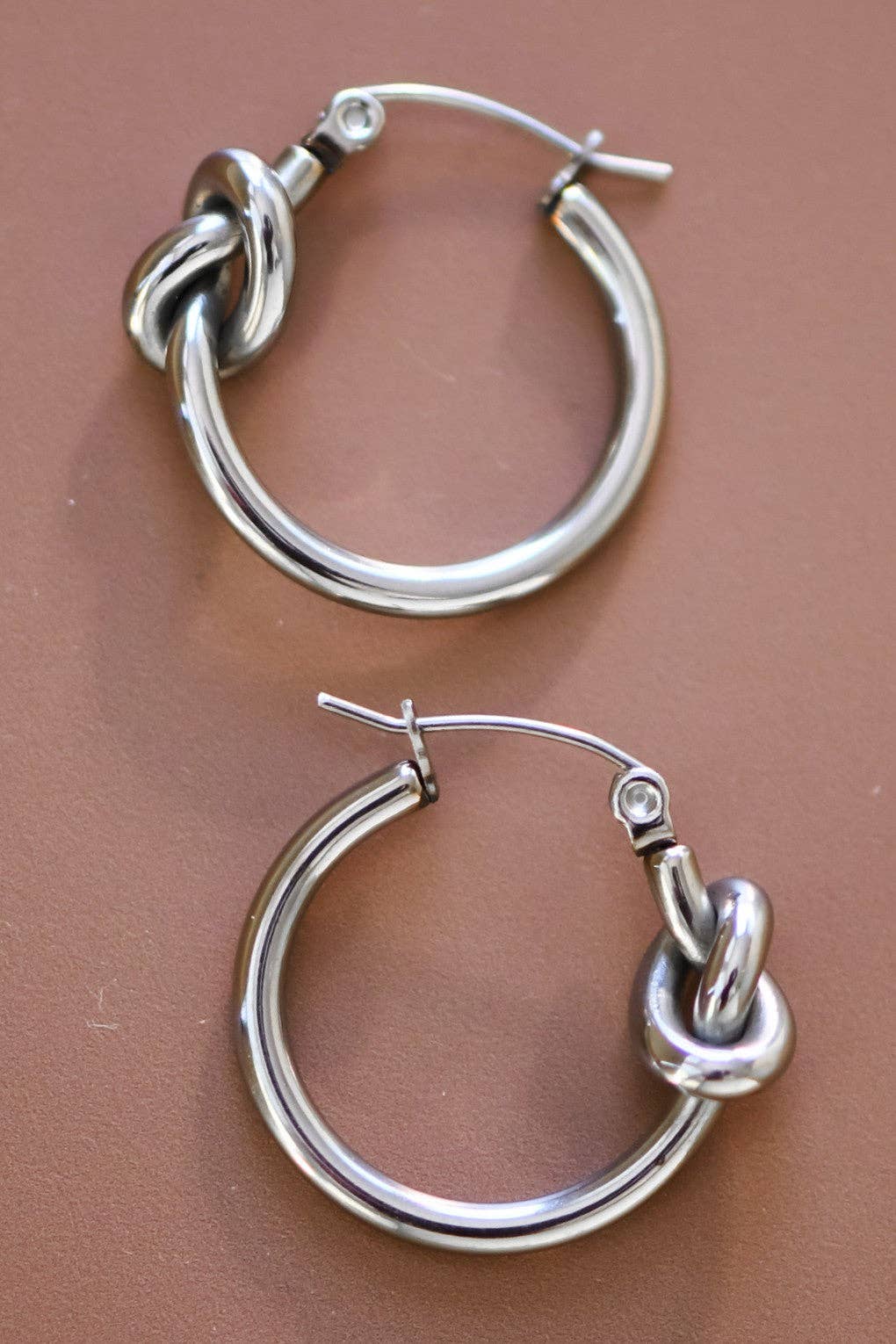 Steel Knot Hoop Earrings