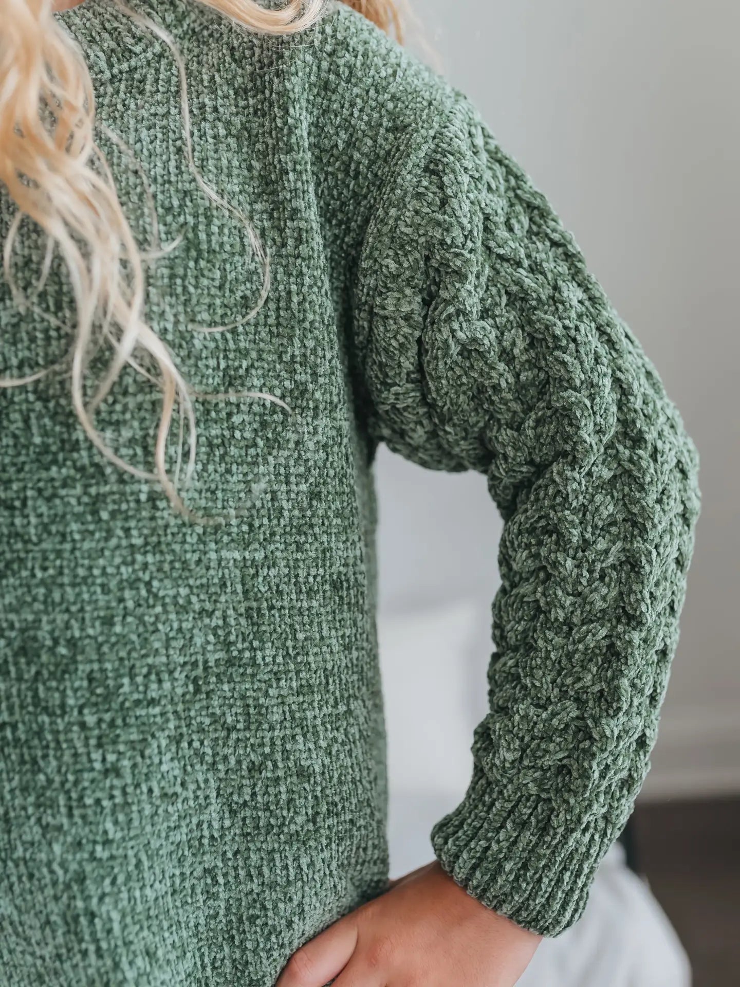 Green Chenille Sweater & Nutcracker Bell Pant Set