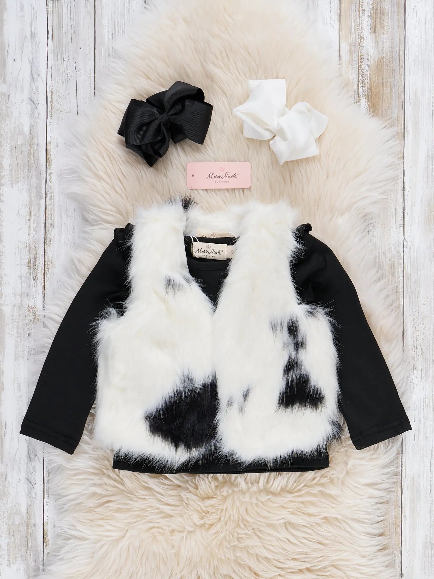 Fur Vest and Black Shirt