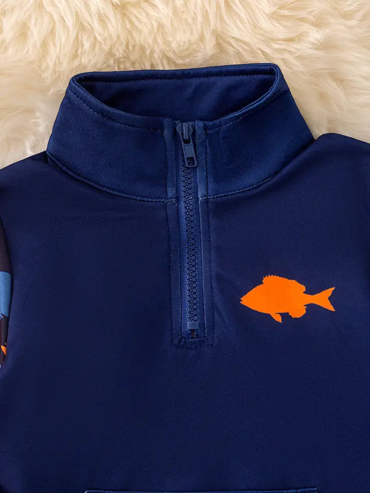 Navy Blue Fish Pullover