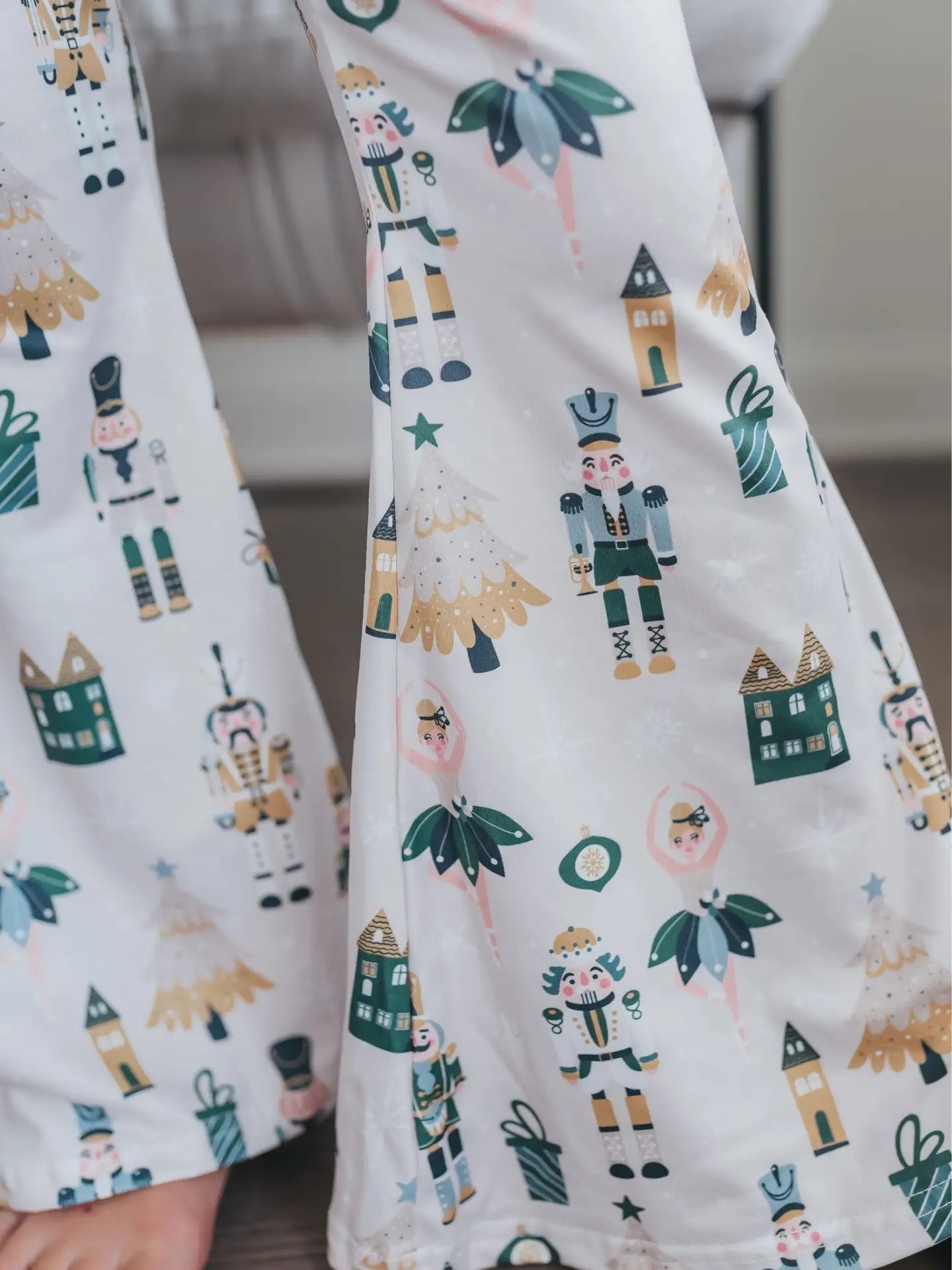 Green Chenille Sweater & Nutcracker Bell Pant Set