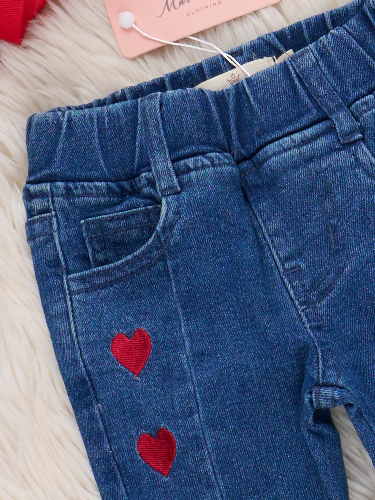 Heart Embroidered Bell Bottoms