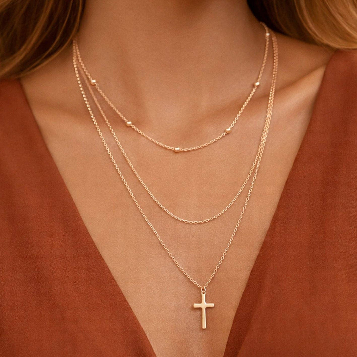 Layered Cross Necklace