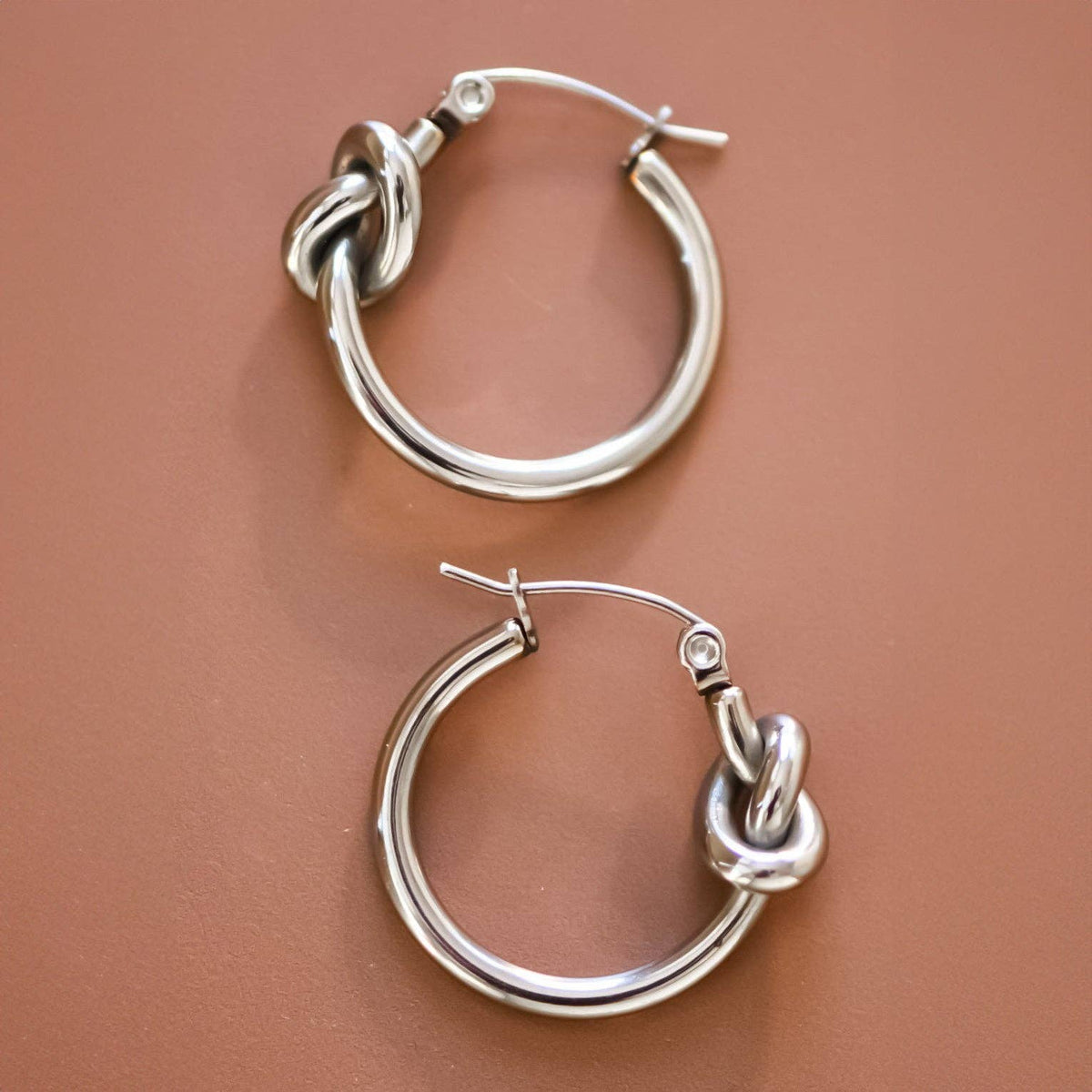 Steel Knot Hoop Earrings