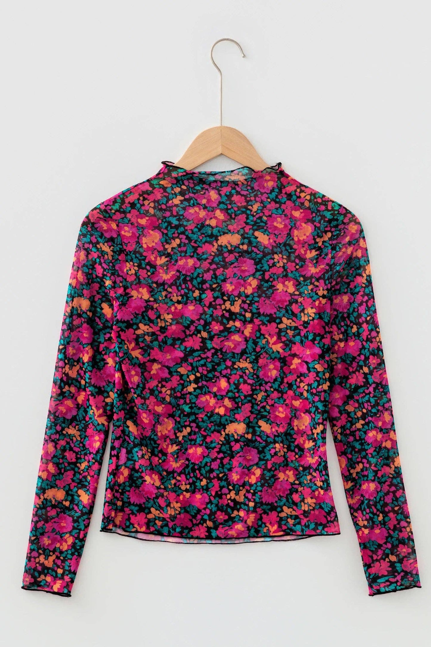 Mesh Floral Long Sleeve Top