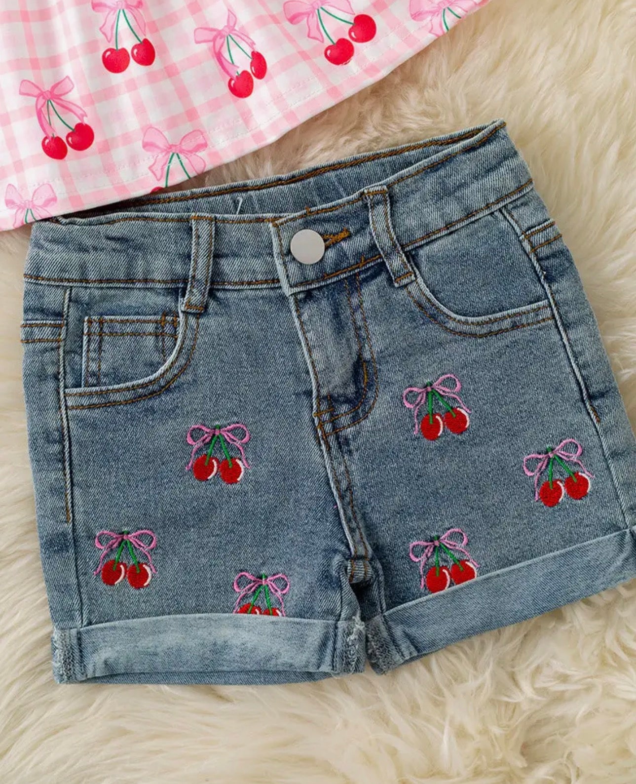 Cherry Denim Shorts