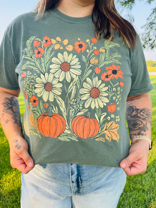 Boho Fall Floral Pumkin Shirt