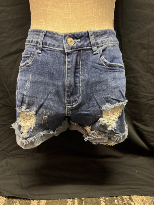 Distressed Rolled Denim Shorts