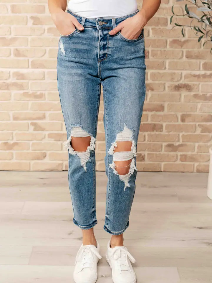 Judy Blue High Waist Distressed Boyfriend Jeans