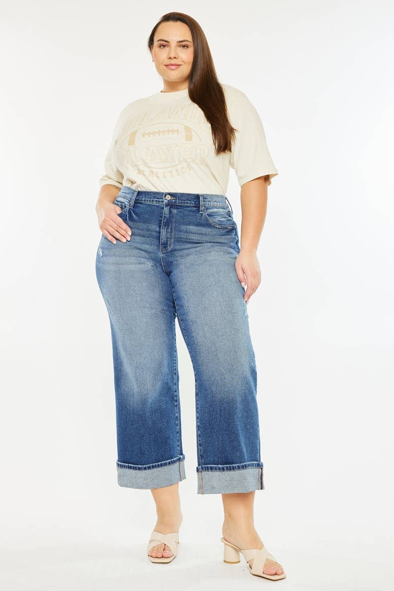 HIGH RISE CROPPED WIDE LEG JEANS