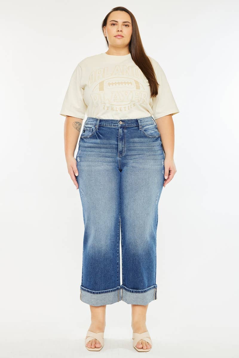 HIGH RISE CROPPED WIDE LEG JEANS