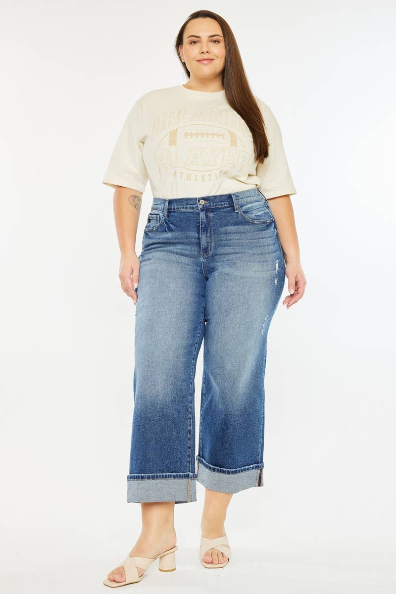 HIGH RISE CROPPED WIDE LEG JEANS