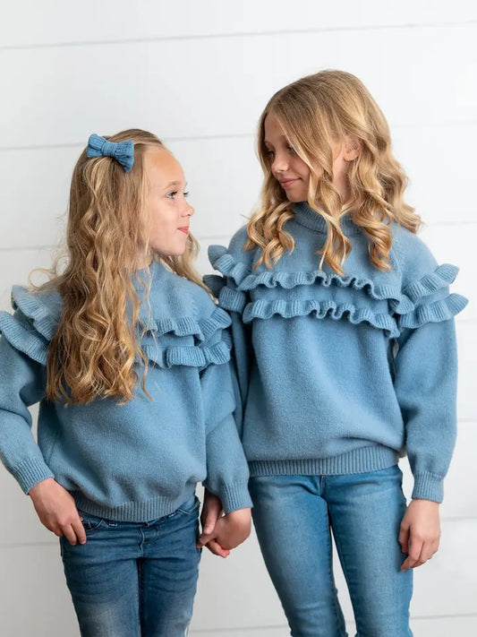 Double Ruffle Crew Neck