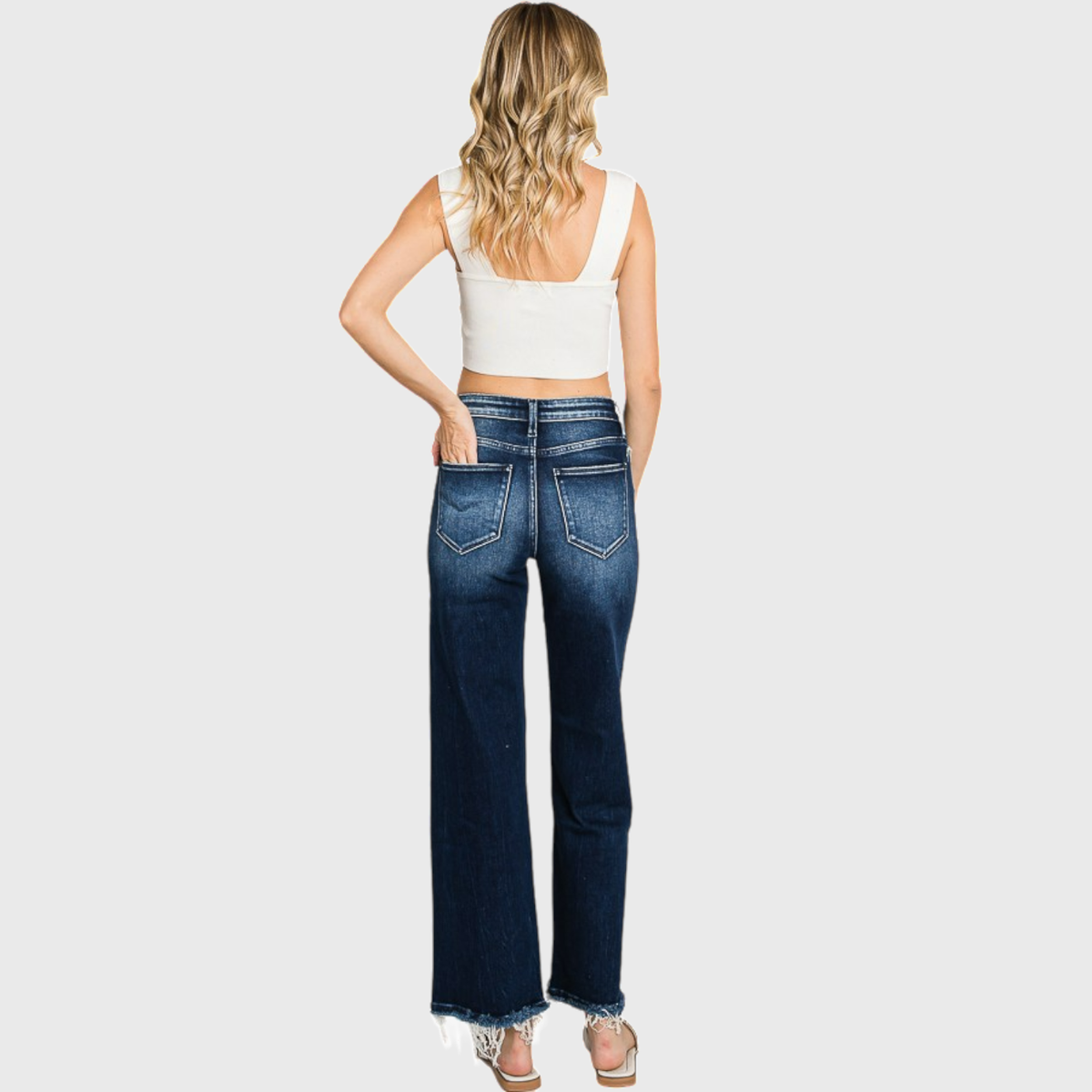 SUPER HIGH RISE STRETCH CLASSIC STRAIGHT JEANS