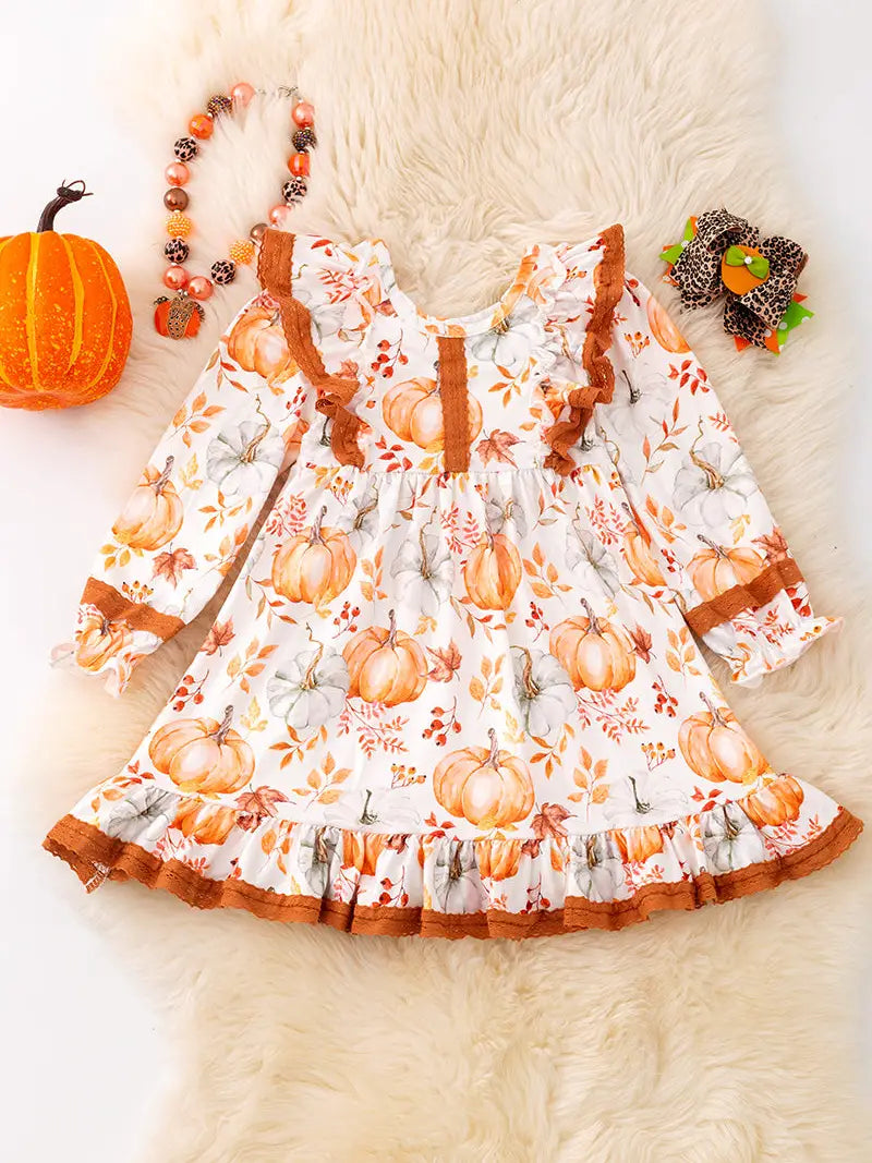 Pumpkins on White Dress