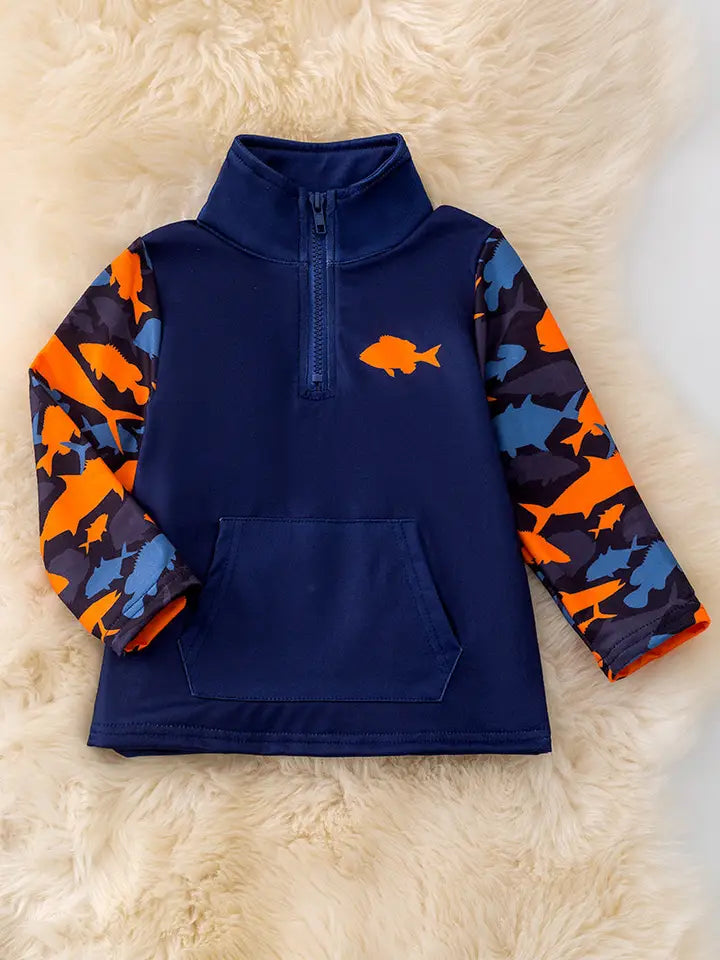 Navy Blue Fish Pullover