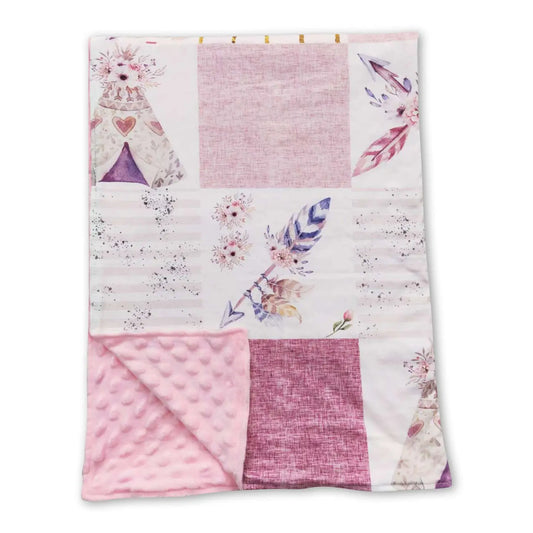 Pink Feather Teepee Blanket