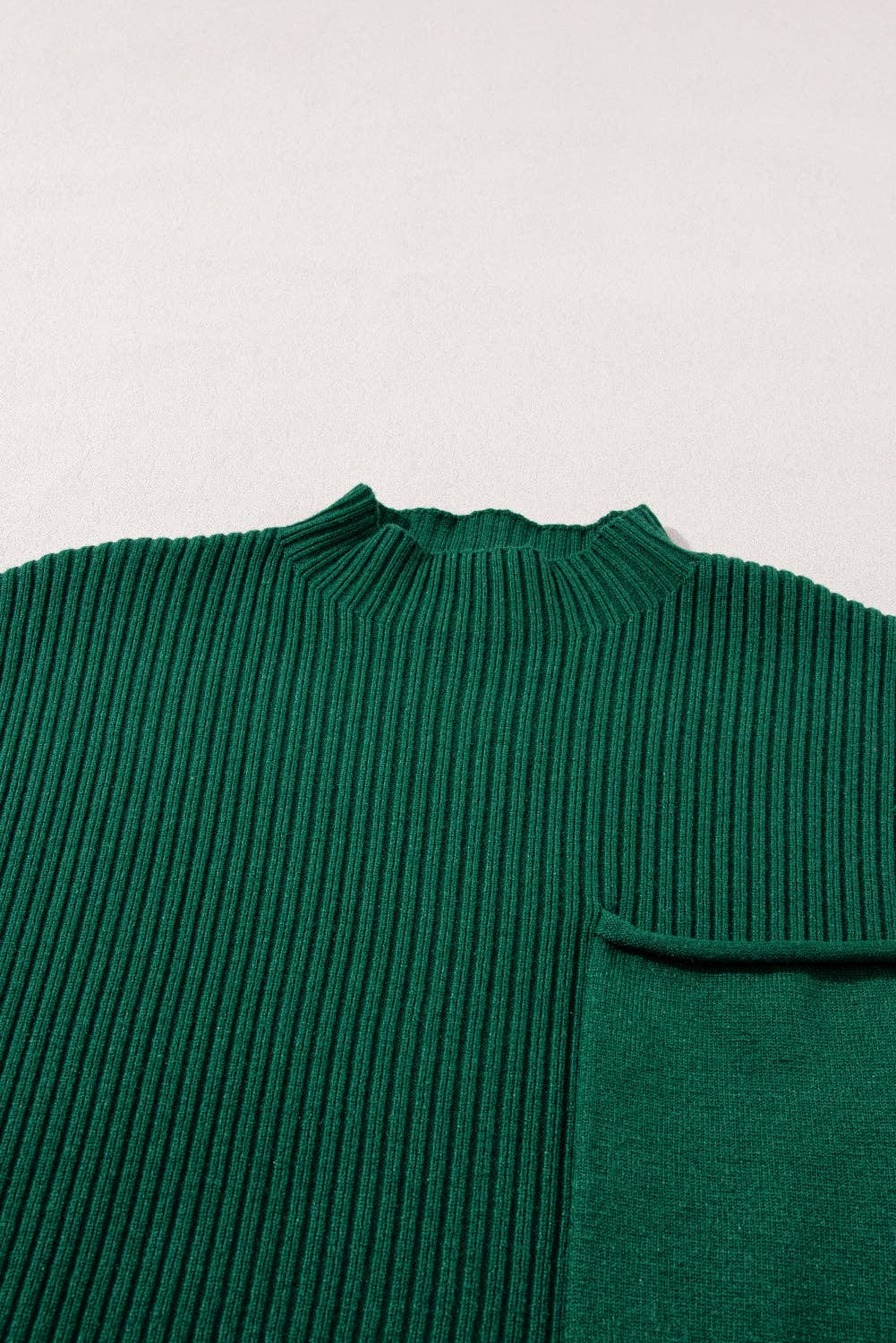 Patch Pocket Ribbed Knit Drop Shoulder Sweater Top