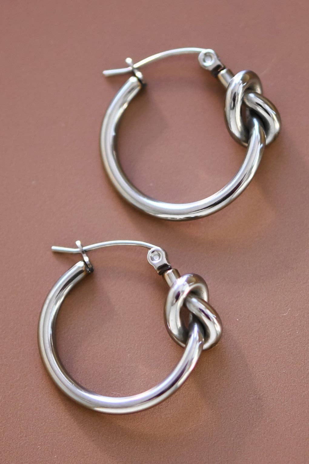Steel Knot Hoop Earrings