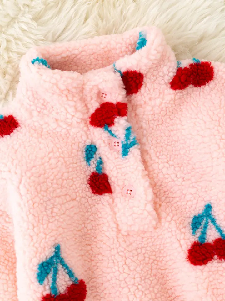Pink Cherry Sherpa Pullover