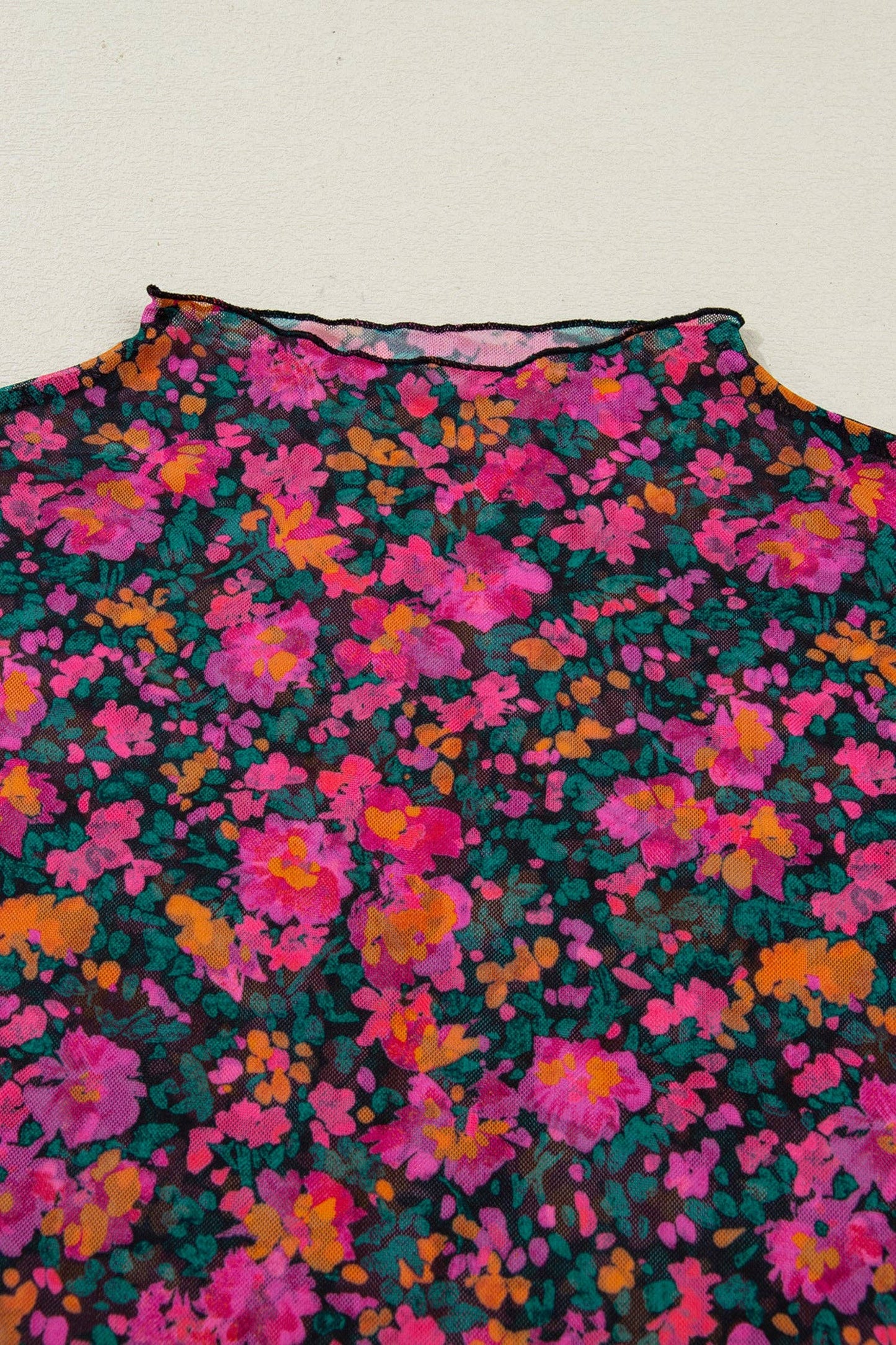 Floral Mesh Long Sleeve Top