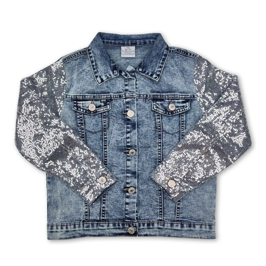Silver Sequin Denim Jacket