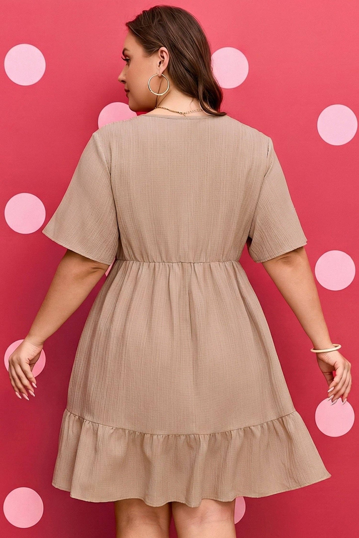 Textured Ruffle Short Sleeve Dress