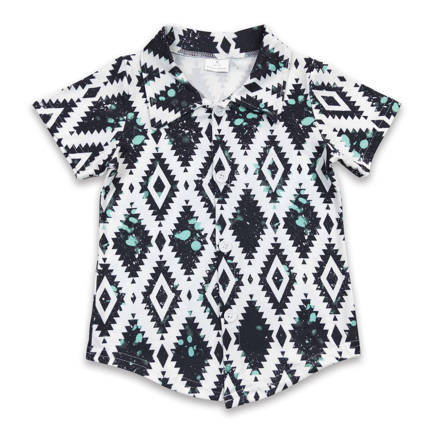 Black and Teal Button Up
