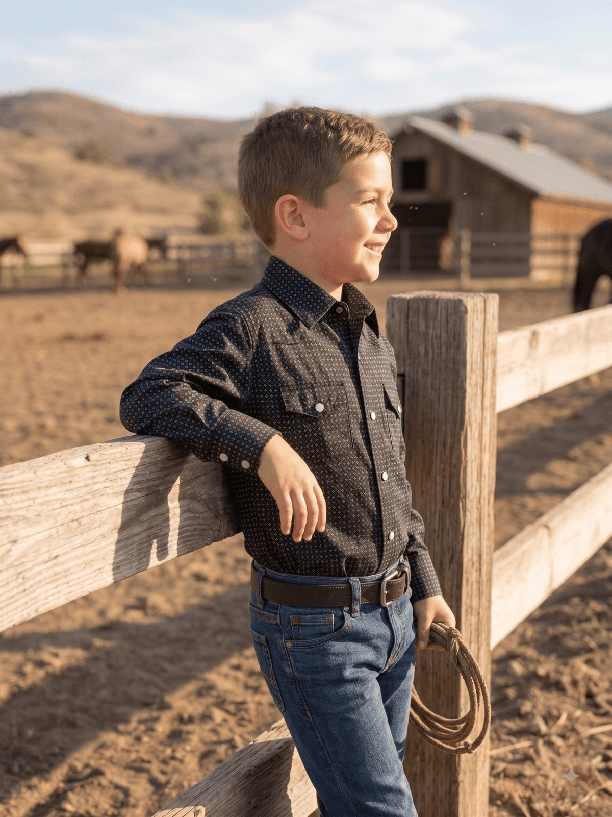 Black Western Snap Shirt with Stretch