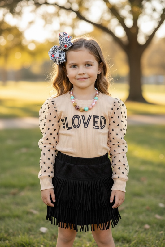 Loved Top and Fringe Skirt Set