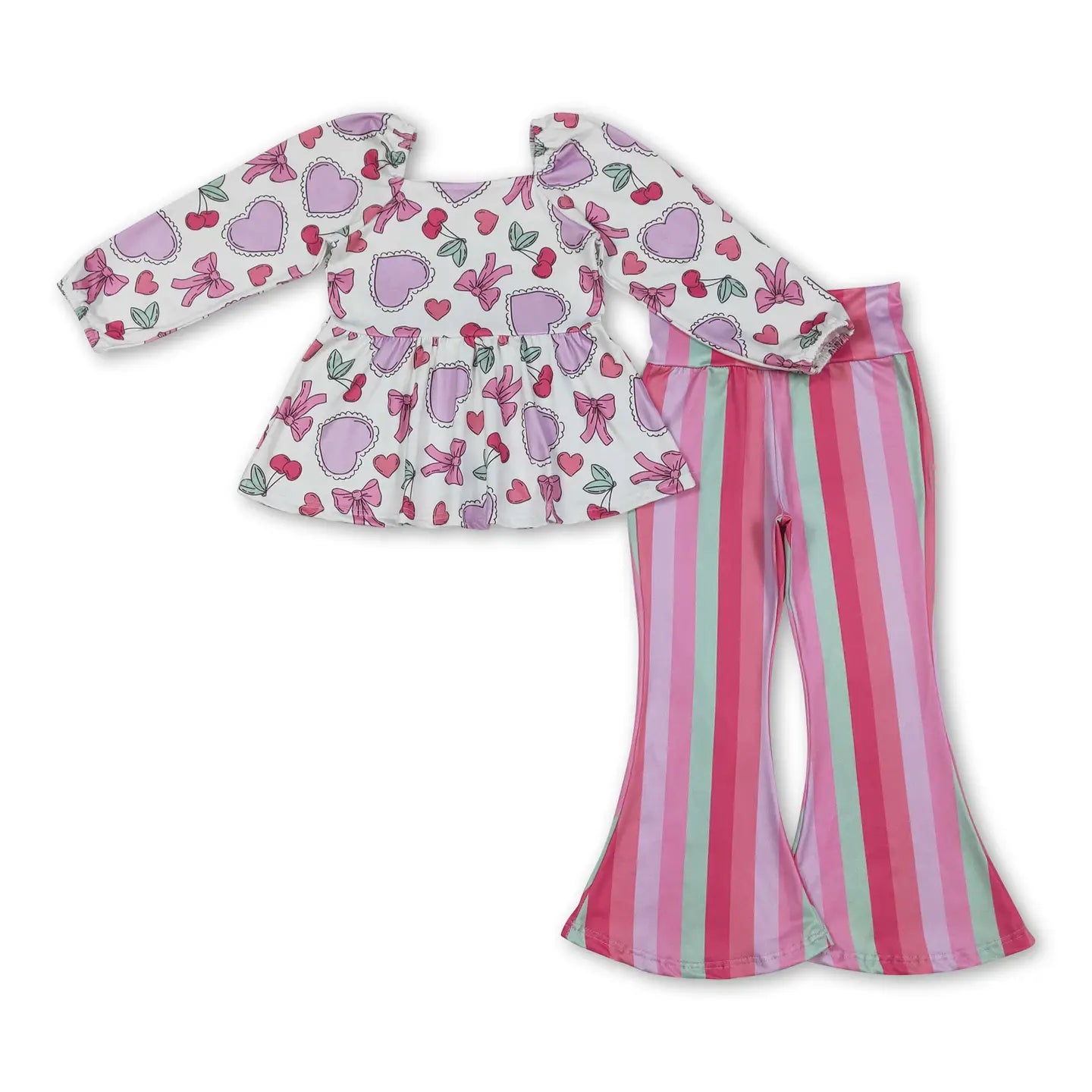 Heart Peplum and Striped Pants