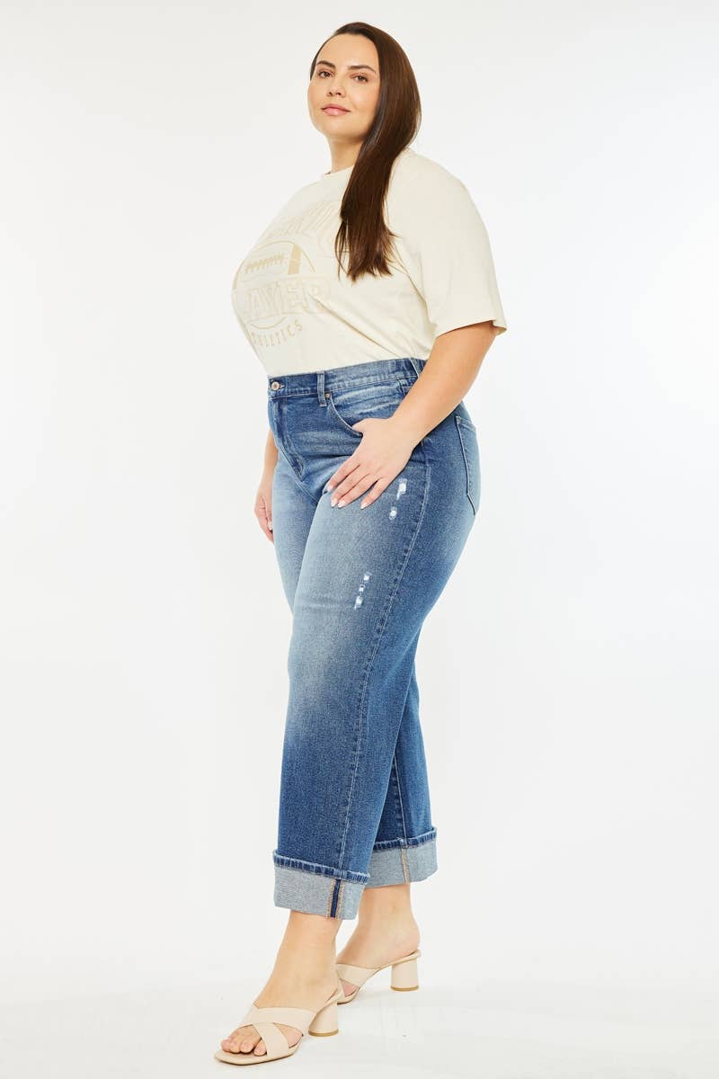 HIGH RISE CROPPED WIDE LEG JEANS