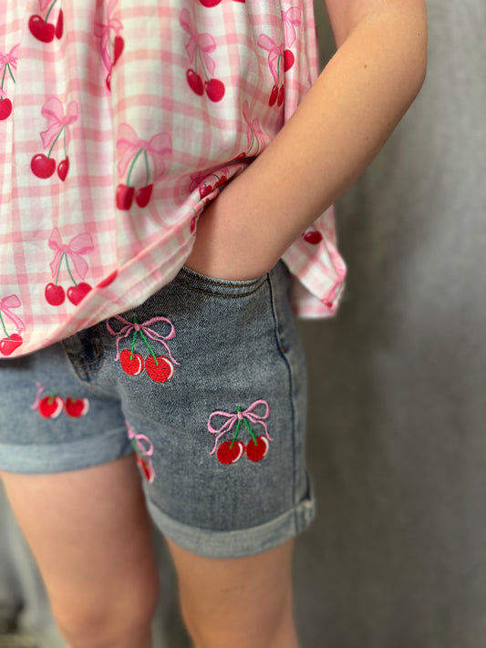 Cherry Denim Shorts