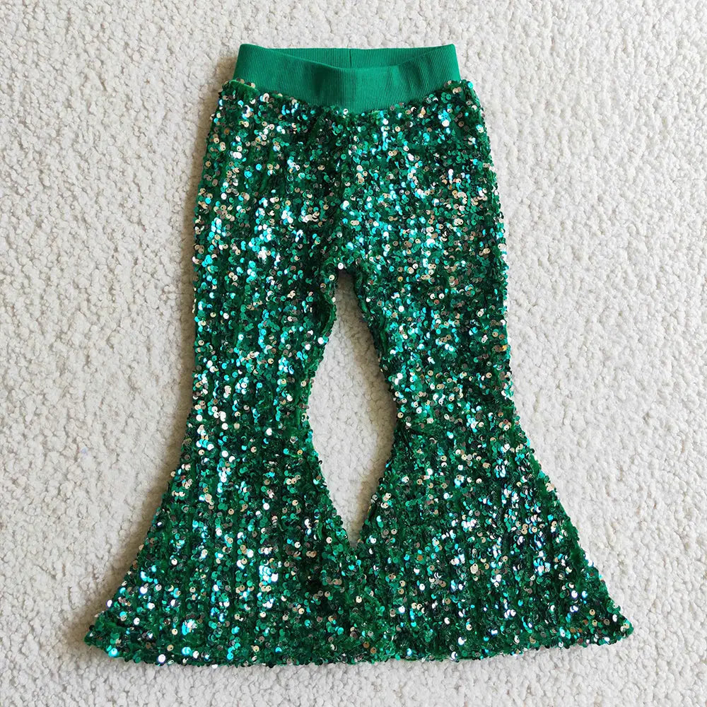 Sequin Bell Bottom Pants