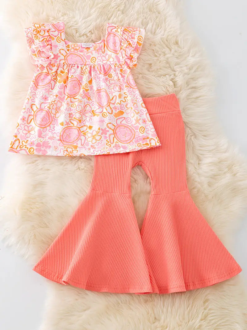 Pink Turtle Top and Pink Ribbed Bells