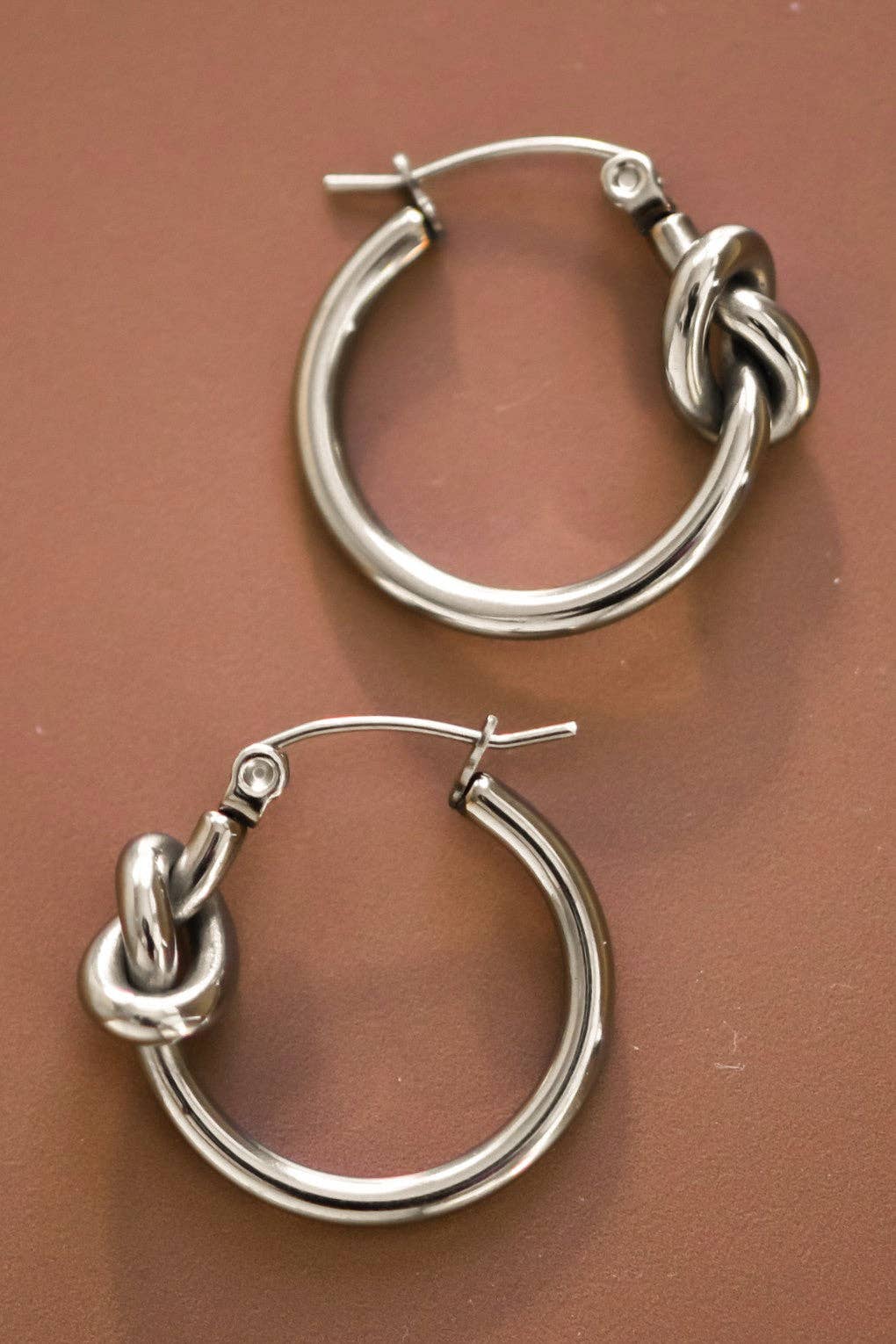 Steel Knot Hoop Earrings