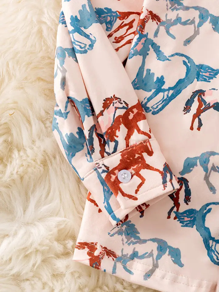 Horse Print Button Up