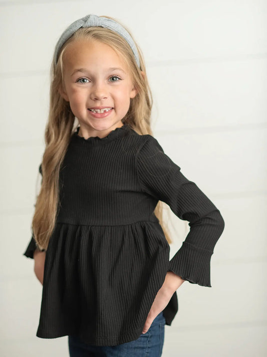 Long Sleeve Lettuce Trim Ribbed Shirt