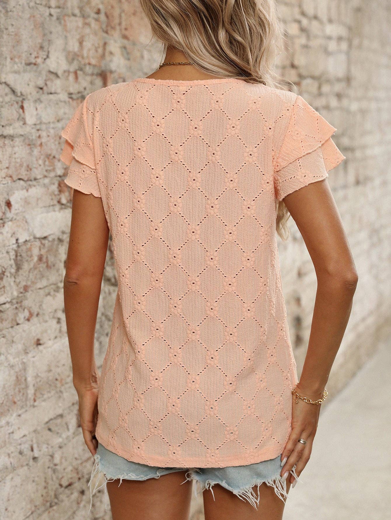 Short Sleeve Ruffle Blouse