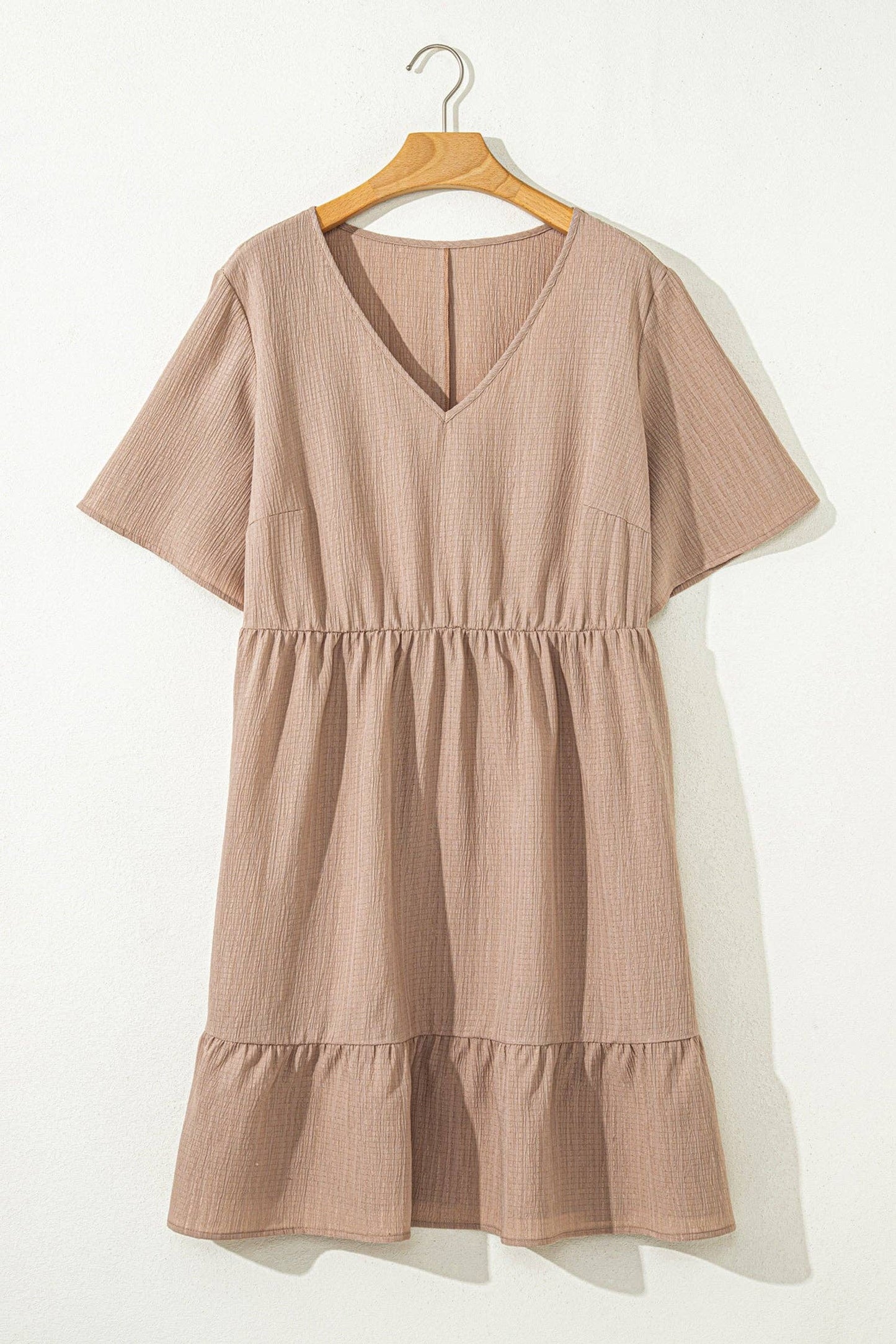 Textured Ruffle Short Sleeve Dress