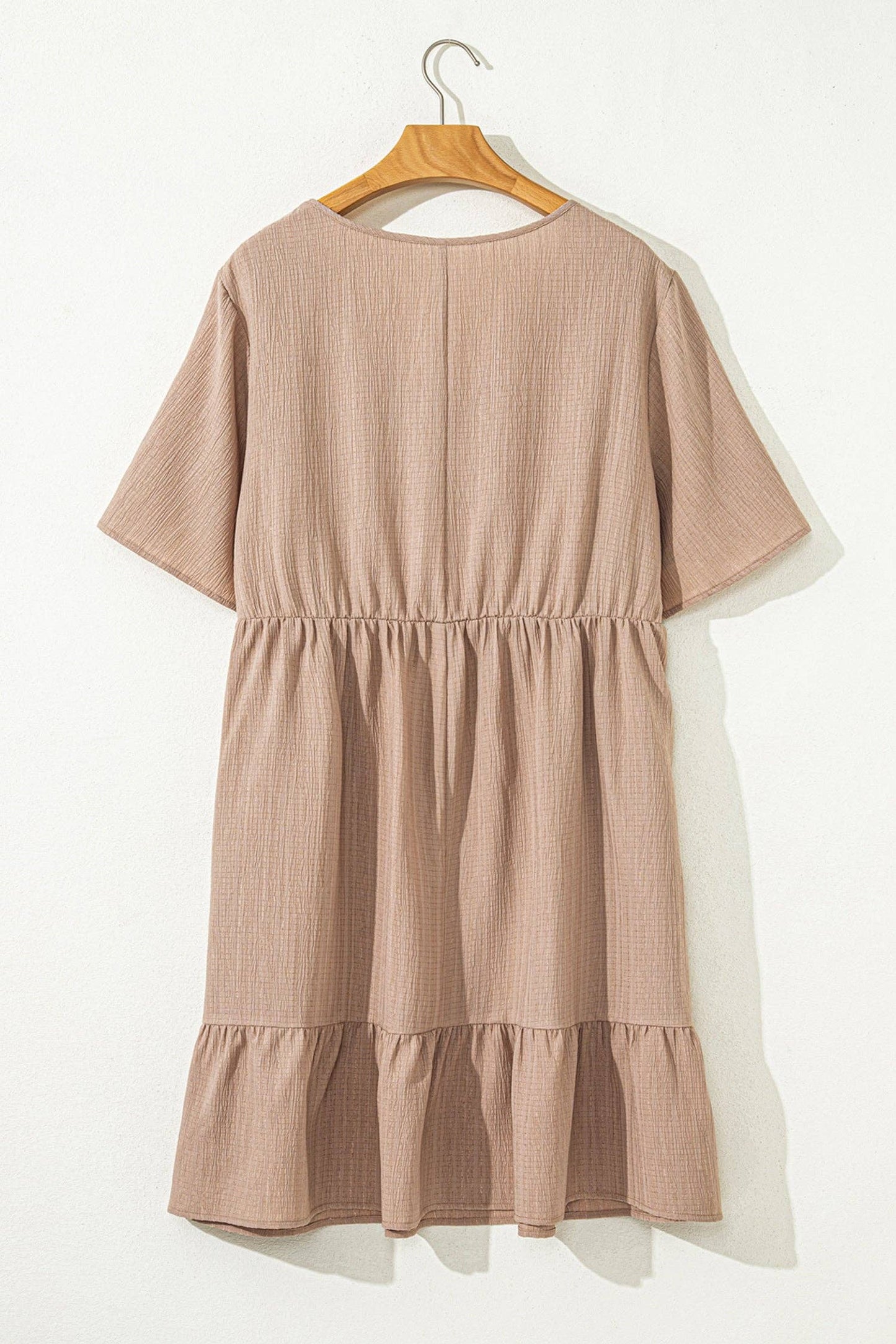 Textured Ruffle Short Sleeve Dress