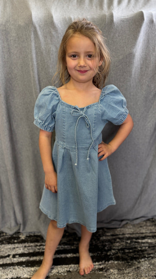 Bubble Sleeve Denim Dress