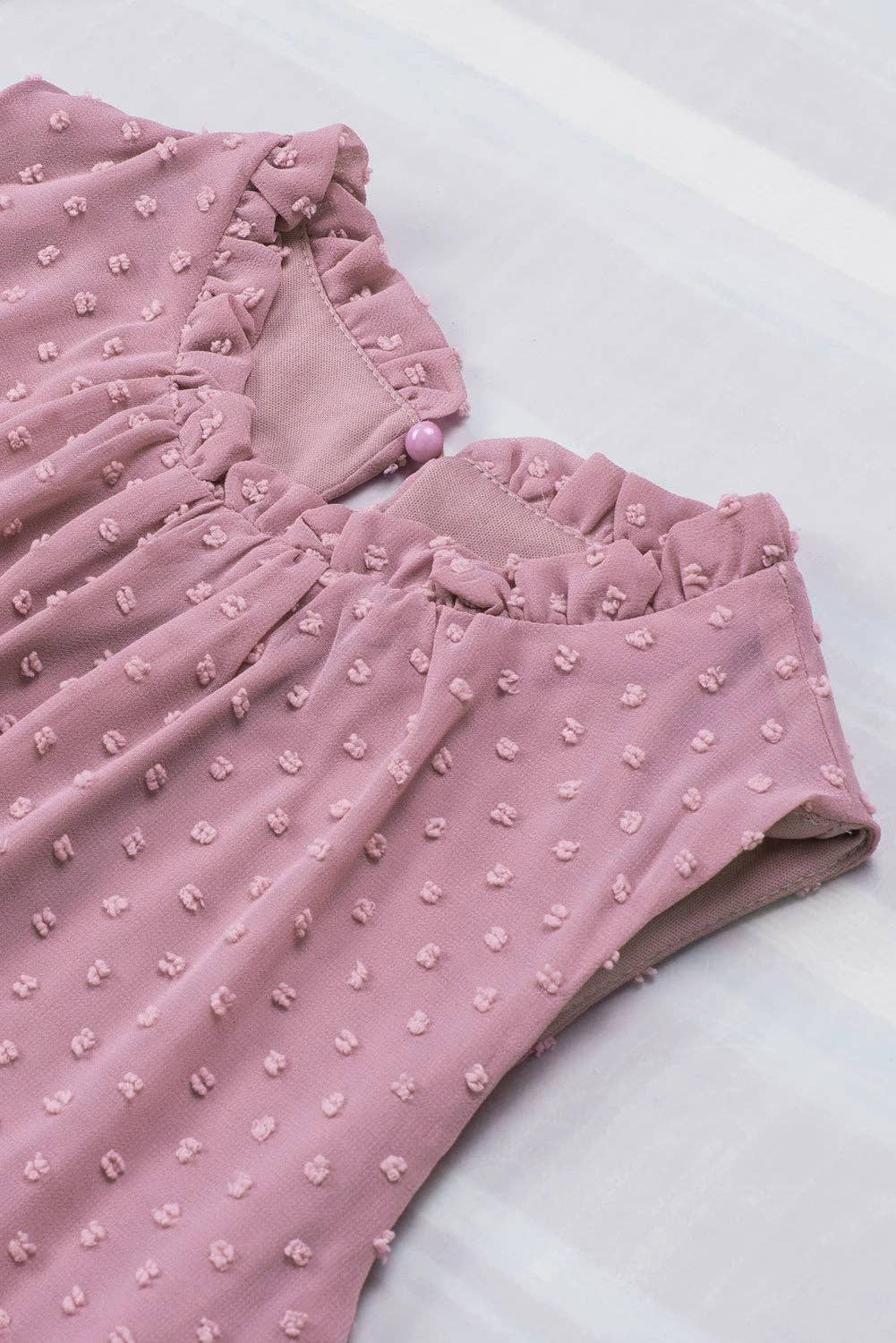 Swiss Dot Sleeveless Ruffle Tank