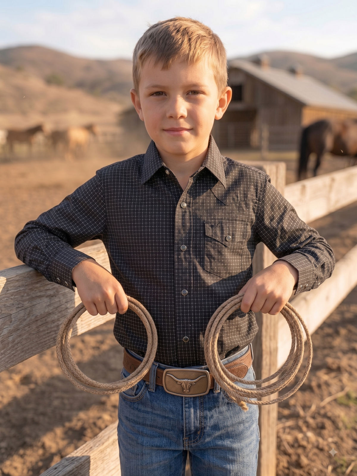 Black Western Snap Shirt with Stretch