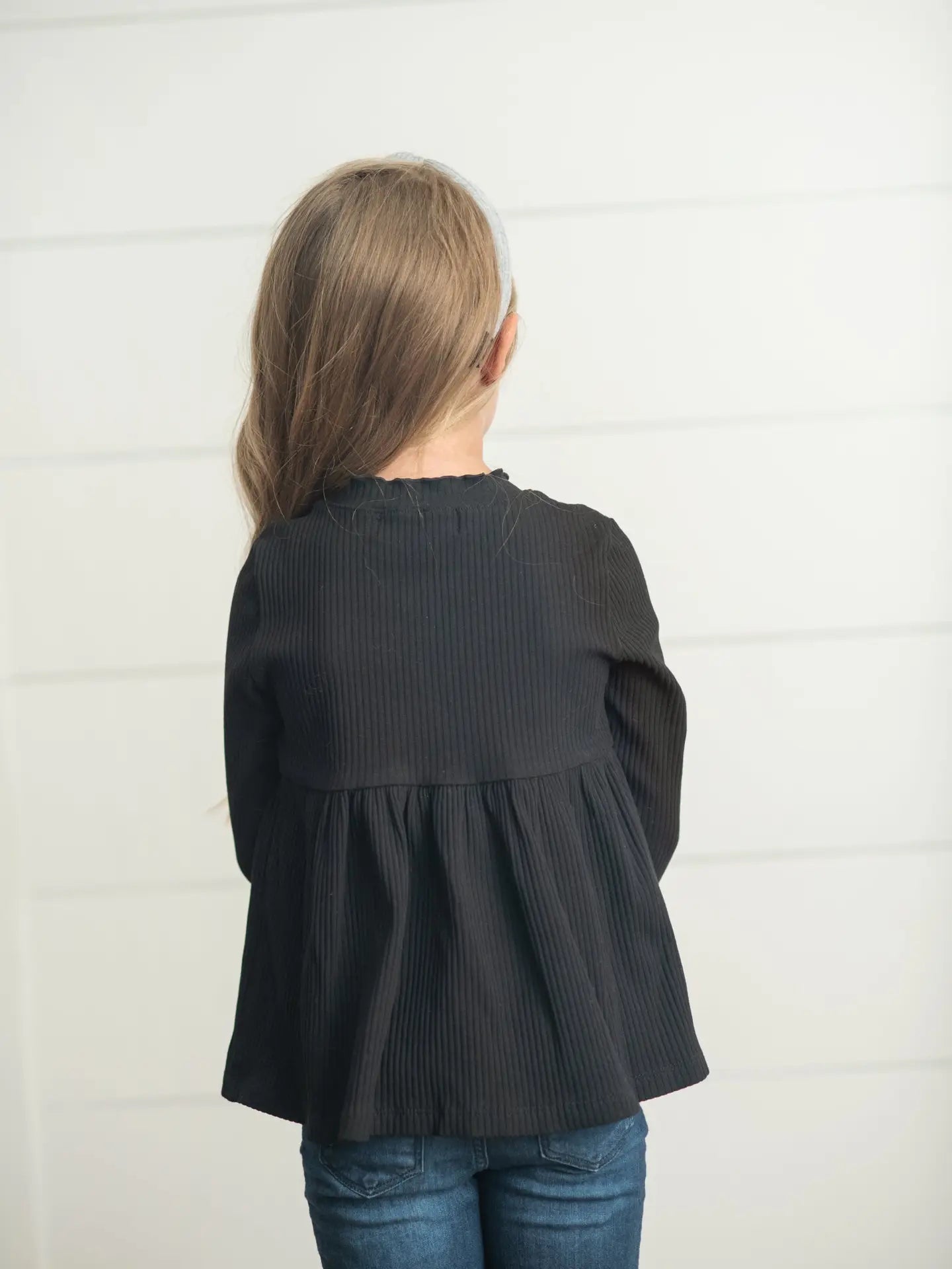 Long Sleeve Lettuce Trim Ribbed Shirt