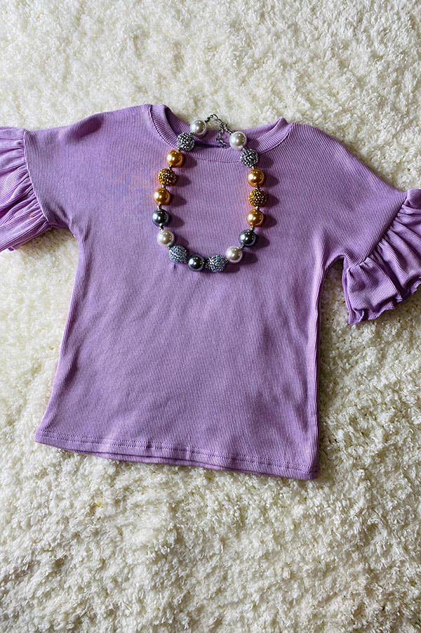 Lilac Ruffle Sleeve Top