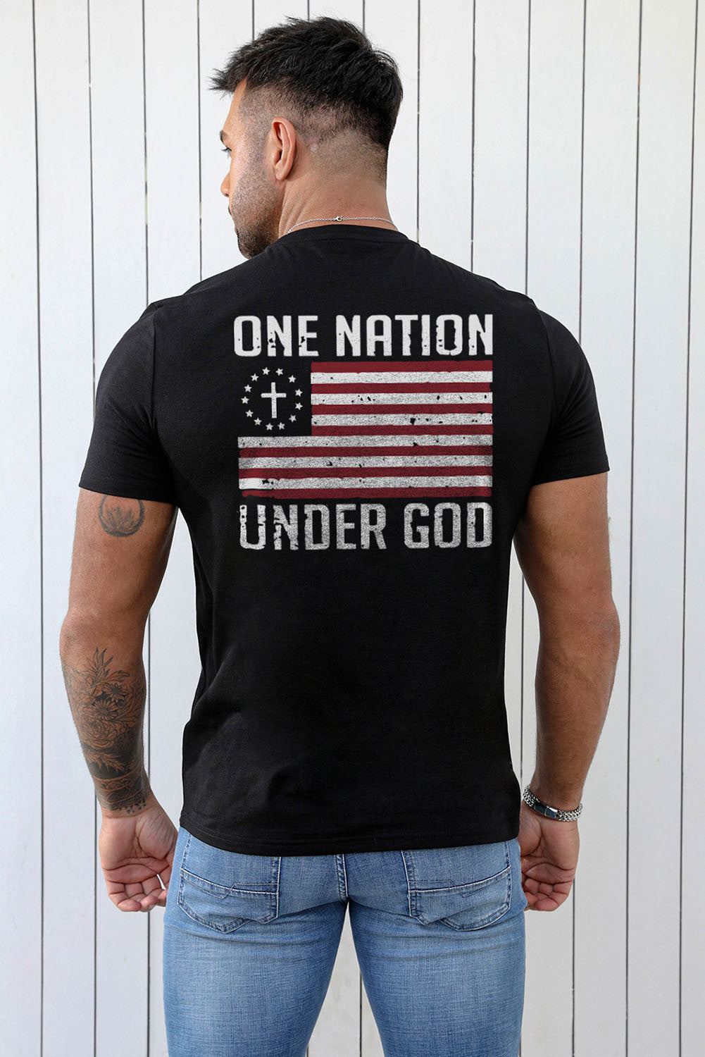 One Nation Under God American Flag Men's T Shirt