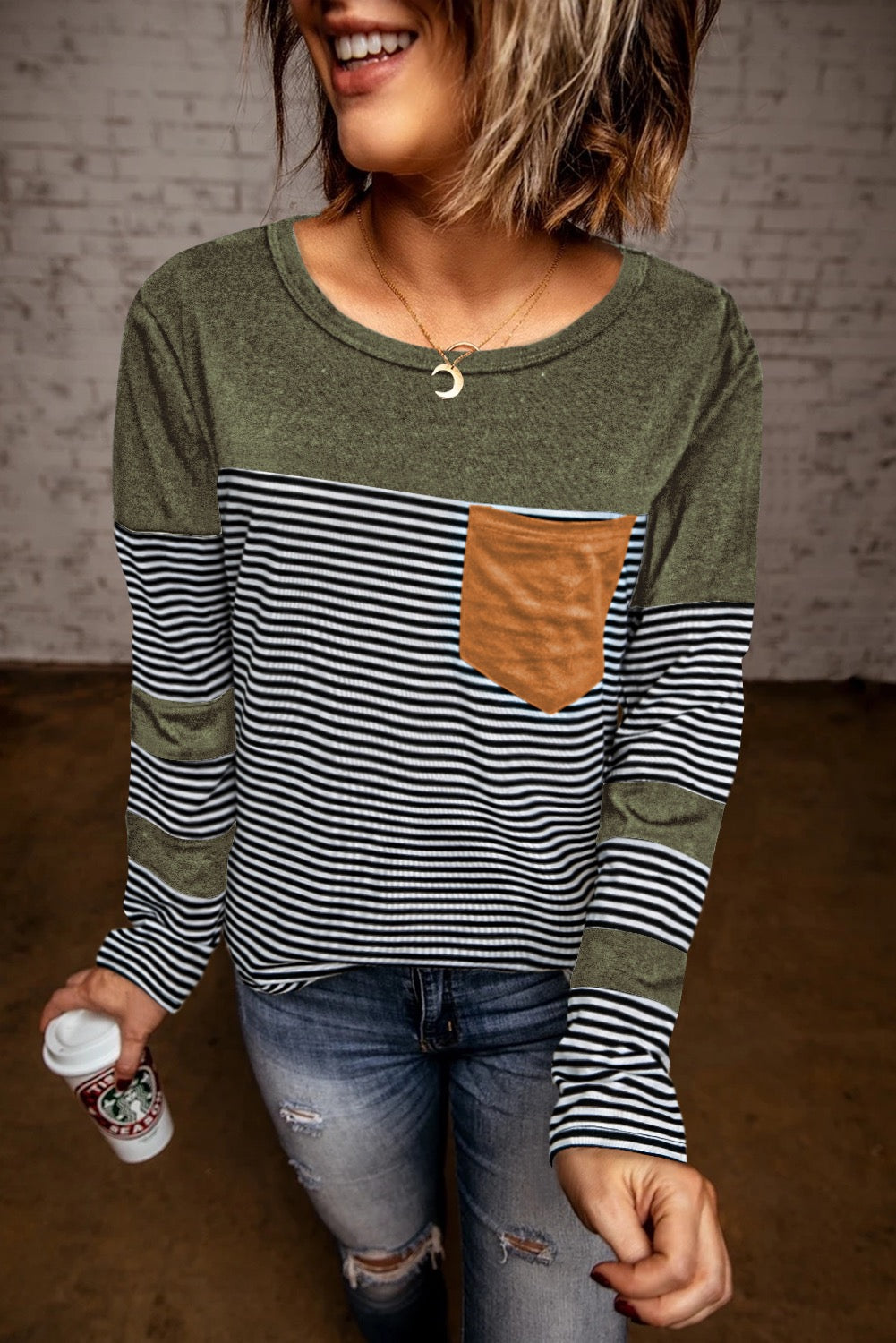 Pinstripe Patch Pocket Top