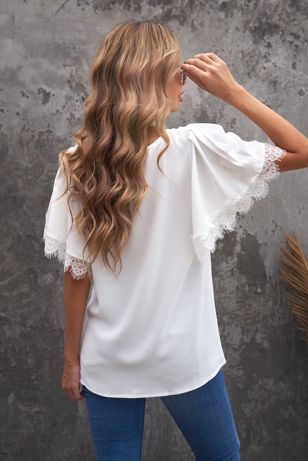 Lace Flutter Sleeve Top