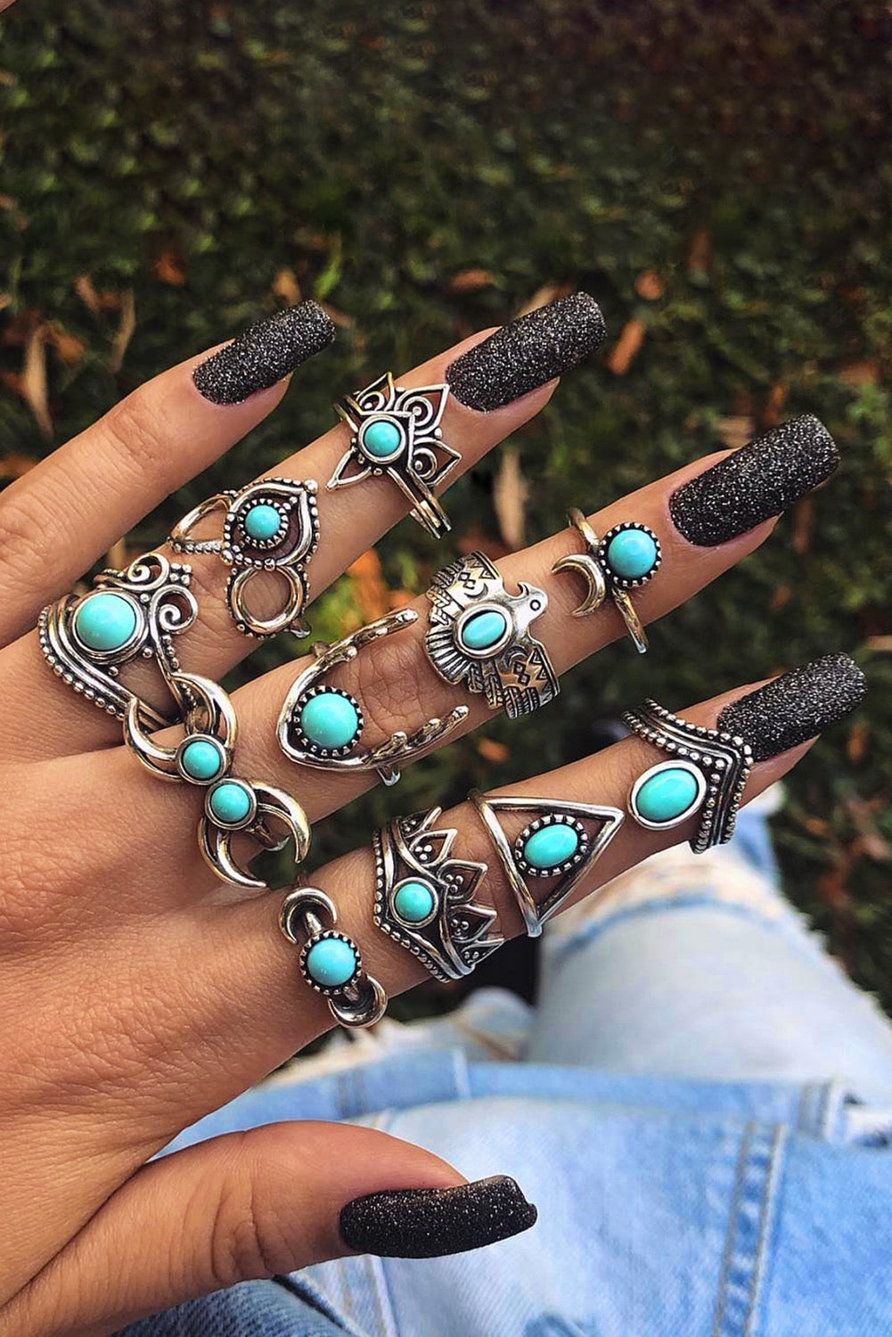 Vintage Western Turquoise Ring Set